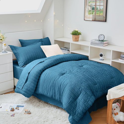 HYMOKEGE Teal Twin XL Comforter Set - 5-Piece All-Season Luxury Bedding Set with Sheets & Pillowcase