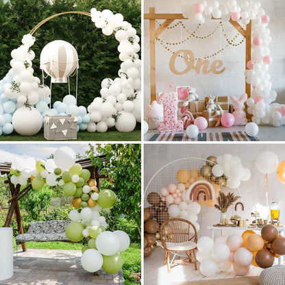 RUBFAC White Balloons - 105pcs in 5/10/12/18 Inch Sizes | Perfect for Party Decorations & Celebrations