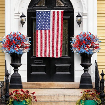Lyrow Patriotic Artificial Flowers - 24 Pcs Red, Blue & White Table Centerpieces for 4th of July Decor