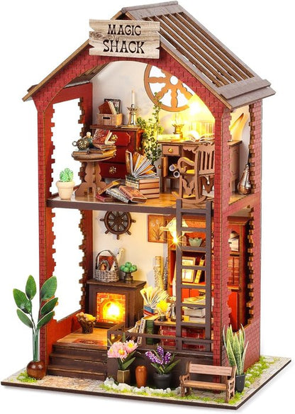 Booknook-Creativity DIY Book Nook Kit - 3D Wooden Puzzle Bookend Decor with LED Light for Adults