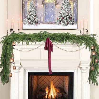 Skiennix Christmas Garland - 6 Ft Norfolk Pine - Rustic Artificial Greenery Decor for Indoor/Outdoor Use