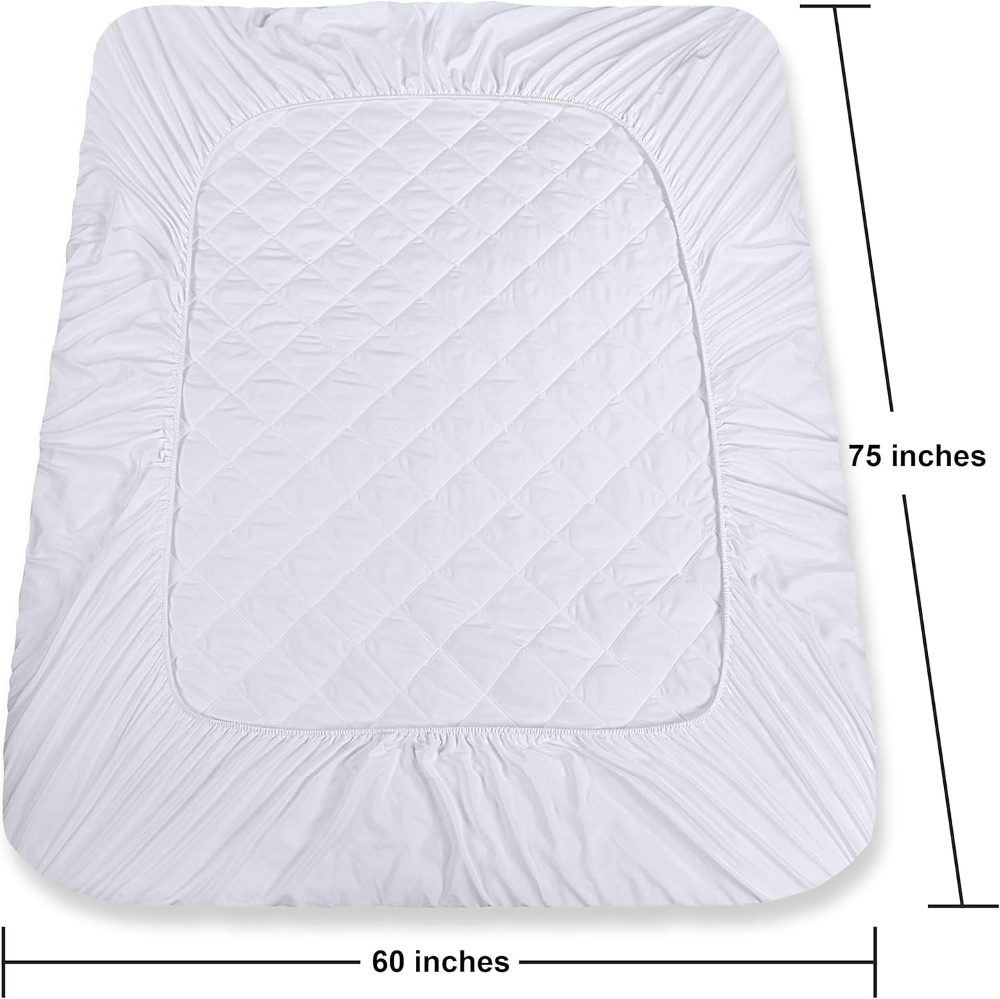 Utopia Bedding Quilted Fitted Mattress Pad - Short Queen Size, Deep Pocket Protector, Machine Washable | White