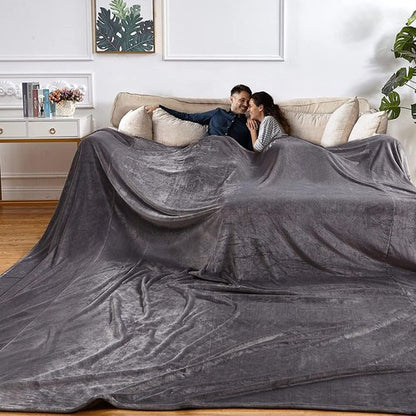 Kaisa Oversized Huge Blanket - 120" x 120", Soft Cozy Plush Flannel, Outdoor & Giant Picnic Blanket, Gray