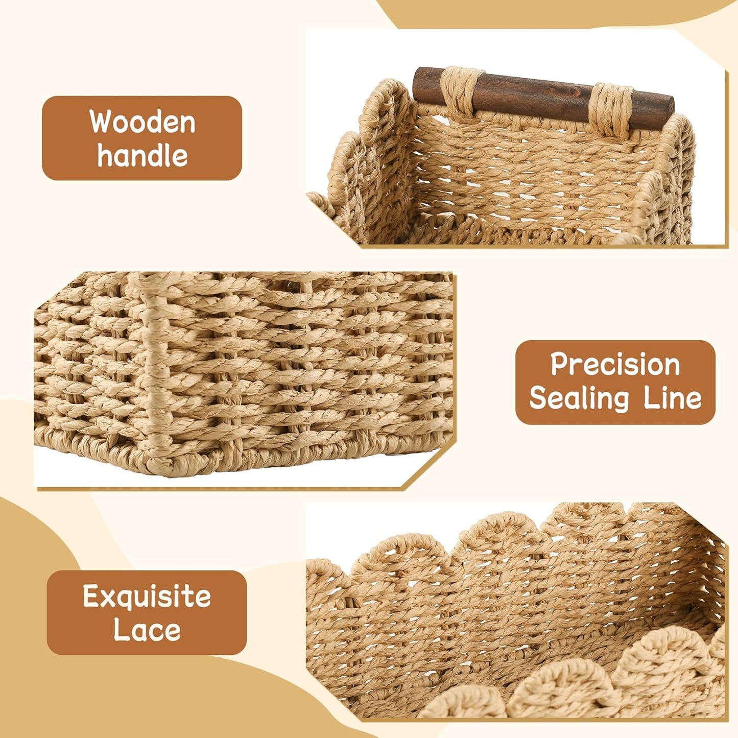 Regine Switzerland Toilet Paper Storage Basket - Stylish Wicker Organizer for Bathroom, Kitchen & Nursery - Beige