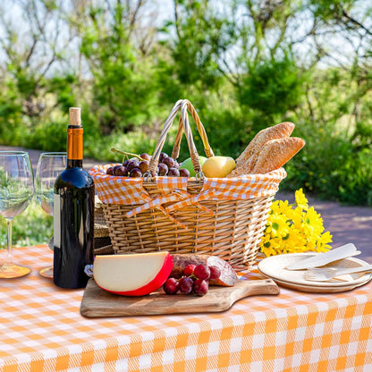 Orange Gingham Tablecloths by [Brand Name] - 3 Pack Disposable Waterproof Checkered Covers | 54 x 108 Inch for Parties