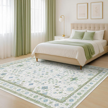 Oushak 4x6 Boho Pastel Area Rug - Low Pile, Non-Slip, Stain Resistant for Living Room & Entryway