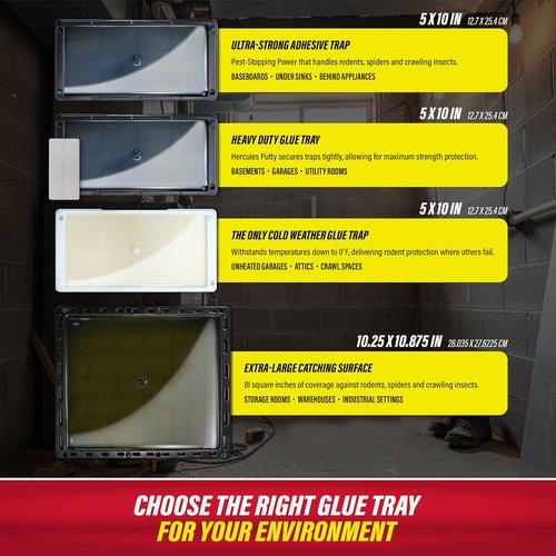 Catchmaster Rat & Mouse Traps - 10 Pack Large Bulk Adhesive Traps for Effective Pest Control