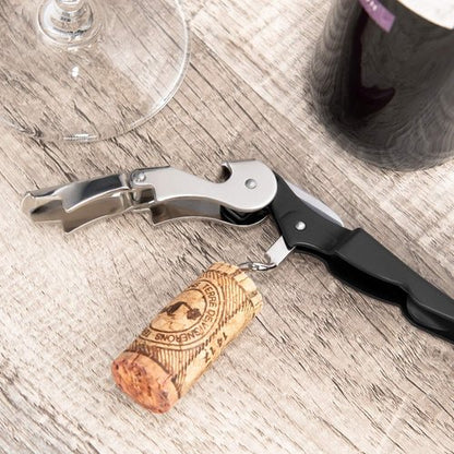 HYZ 2-Pack Wine Opener Waiter Corkscrew, Professional Wine Key for Servers, Bartender, with Foil Cutter, Manual Wine Bottle Opener Double Hinged (Black)