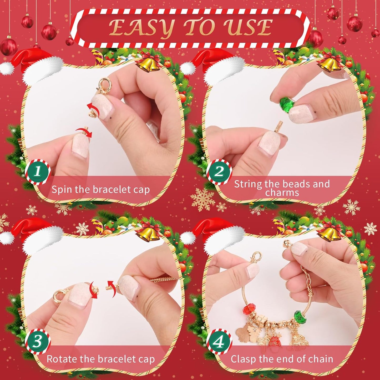 Skiennix Christmas Advent Calendar - 24-Day Countdown with 2 DIY Charm Bracelet Kits