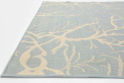 Unique Loom Outdoor Botanical Collection Area Rug - Branch (5' 1" x 8' Rectangle, Light Blue/ Beige)