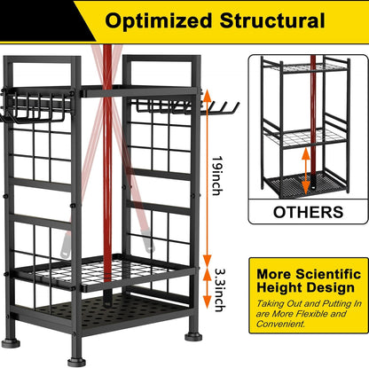 Skiennix 3-Tier Garden Tool Organizer - Heavy-Duty Storage for Up to 78 Tools | Black Metal Design