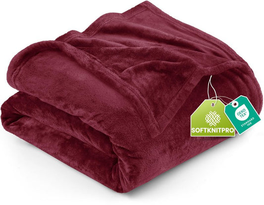 Utopia Bedding Fleece Blanket King Size Burgundy 300GSM Luxury Anti-Static Fuzzy Soft Microfiber Bed Blanket (90x102 Inch)