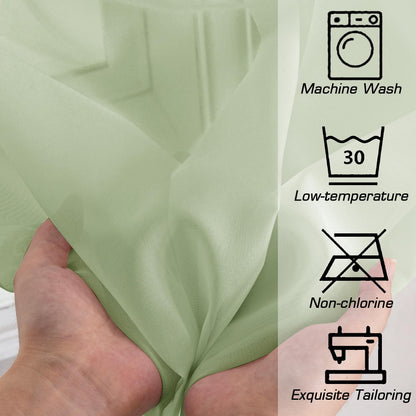 OWENIE Sheer Curtains 54 inches Long 2 Panles for Living Room Bedroom Small Windowm, Rod Pocket Light Filtering Voile Sheers Drapes, 42" W x 54" L, Light Green