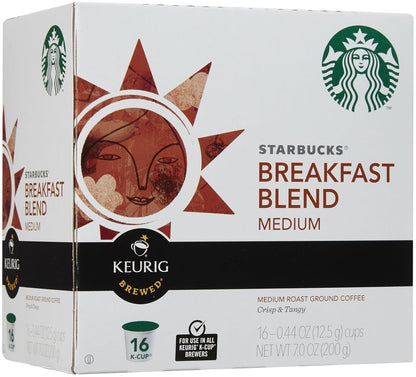 Starbucks Breakfast Blend K-Cup Pods - Smooth & Flavorful Coffee for Keurig Brewers | 16 Count