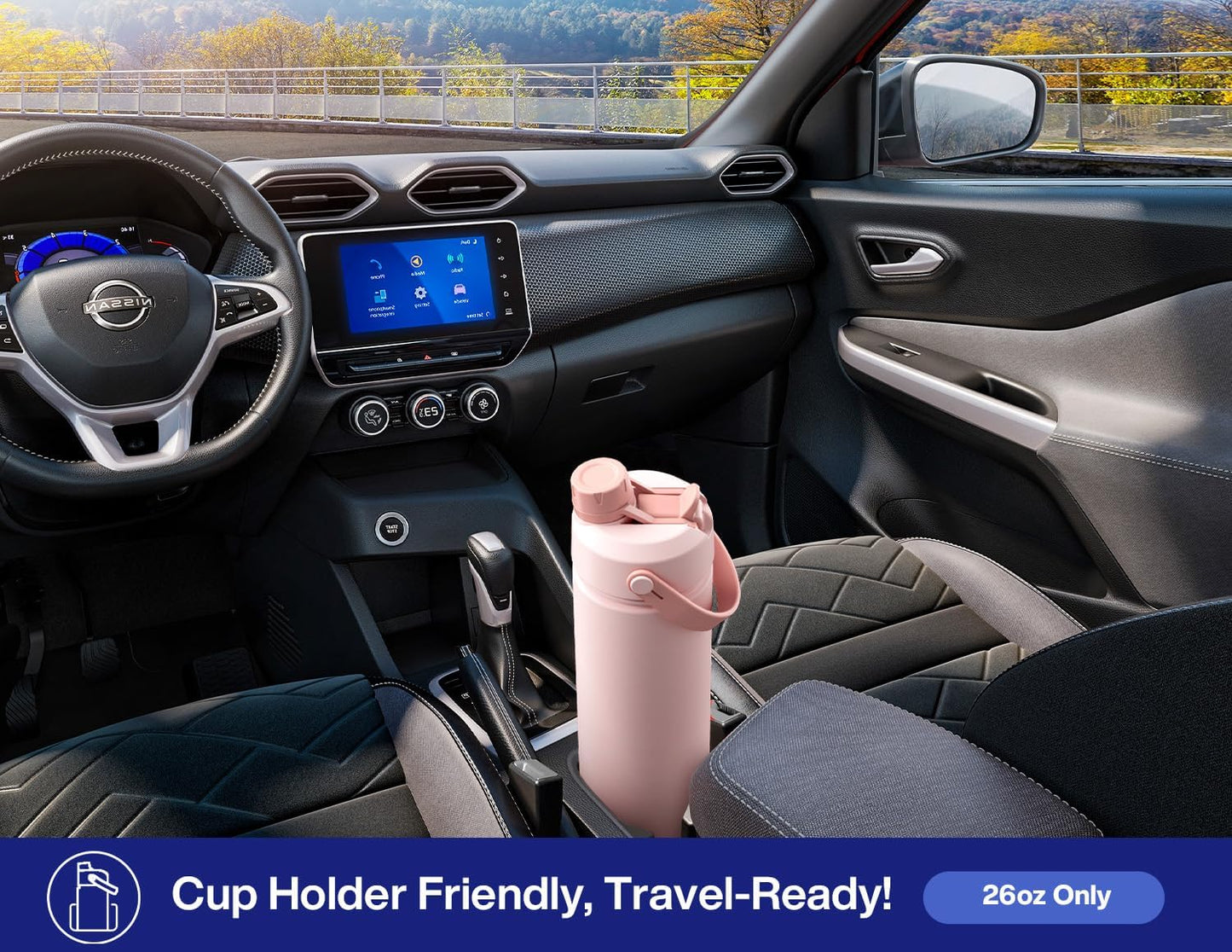 POWCAN 26 oz Insulated Water Bottle - 2-in-1 Straw & Spout Lid, Leak-Proof Design | Perfect for Sports & Travel (Coastline)