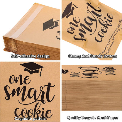 Whaline Graduation Candy Gift Bags - 100 Pack Self-Adhesive Treat Bags for 2026 Grad Party