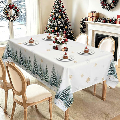 Christmas Forest Pine Snowflake Rectangle Table Cloth 60x84 Inch - 60x84in