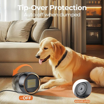ASNUG Portable Electric Space Heater - 500W PTC Ceramic Design for Fast Heating | Quiet & Safe for Home, Office, Bathroom
