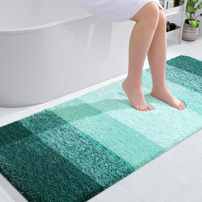 OLANLY Bathroom Runner Rug - Extra Soft Microfiber Mat | Quick-Dry, Rubber Backing, 59x24 Inches, Blackish Green