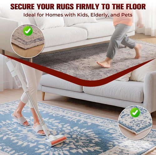 12PC Heavy Duty Carpet Tape by [Brand Name] - Double-Sided Non-Slip Adhesive for Hardwood Floors