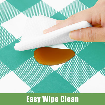 Smiry Teal Gingham Disposable Tablecloths - 3 Pack Heavy Duty Waterproof 54" x 108" Covers for Parties