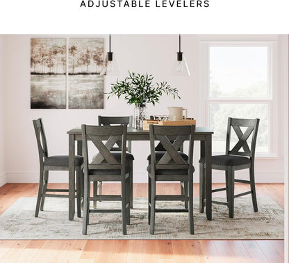 Signature Design by Ashley Caitbrook Casual Dining Table & Upholstered Bar Stools Set - 7 Pieces in Gray