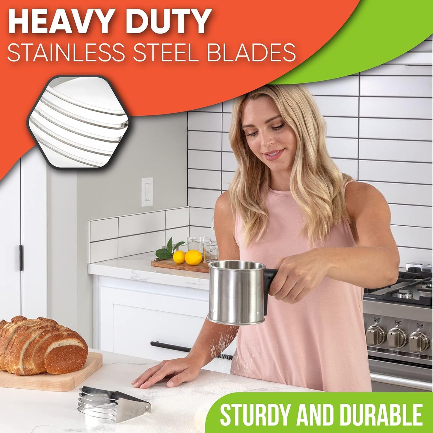 Spring Chef Dough Blender - Professional Pastry Cutter with Heavy-Duty Stainless Steel Blades | Medium Size, Black