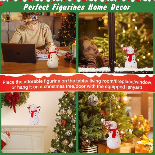 EZVYAO Snowman Figurines - Charming Resin Christmas Decorations for Home & Office | 4.7" Tall, Holding Cardinals