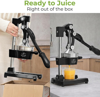 Zulay Kitchen Cast Iron Juicer - Heavy-Duty Manual Citrus Press for Easy Cleaning | Black