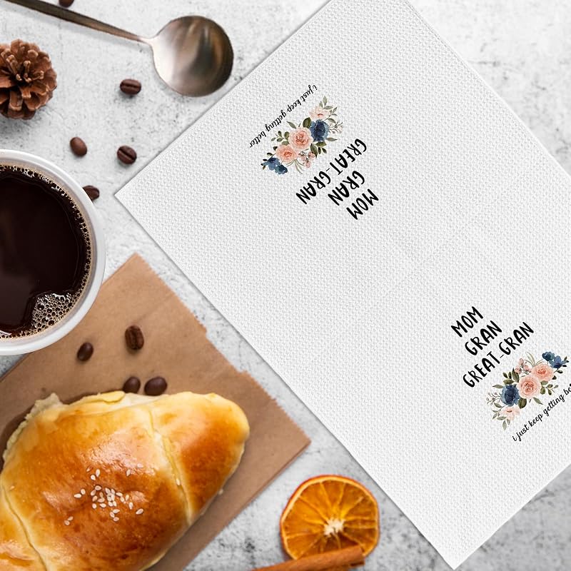 Gran Mom Gran Great Gran Kitchen Towels - 16x24, Pregnancy Announcement Gift (Variation: Gran)