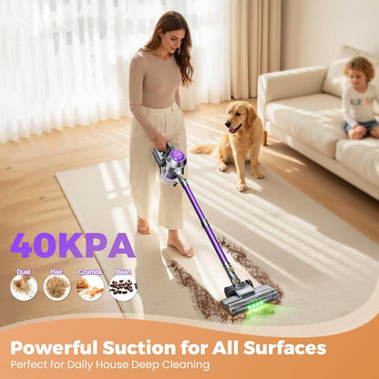 UML0 Cordless Vacuum Cleaner - 40Kpa Powerful Suction | 45 Mins Runtime, 1.6L Dust Box, Anti-Tangle