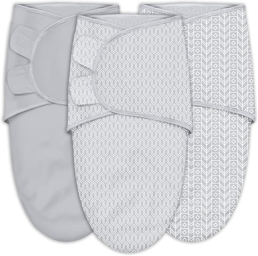Sweet Dolphin Baby Swaddle Sleep Sacks - Soft Cotton Ergonomic Wrap for Newborns, 0-3 Months, Grey