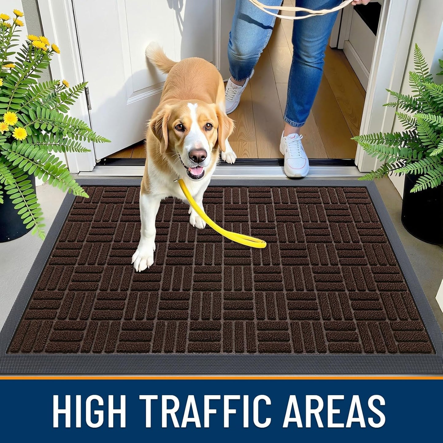 OLANLY Heavy-Duty Front Door Mat - Absorbent, Non-Slip, Stain & Fade Resistant | 29.5x17, Brown