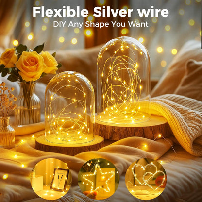 Skiennix Fairy Lights - 24 Pack Battery Operated Mini String Lights | 7ft Warm White Twinkle Lights for Weddings & Parties