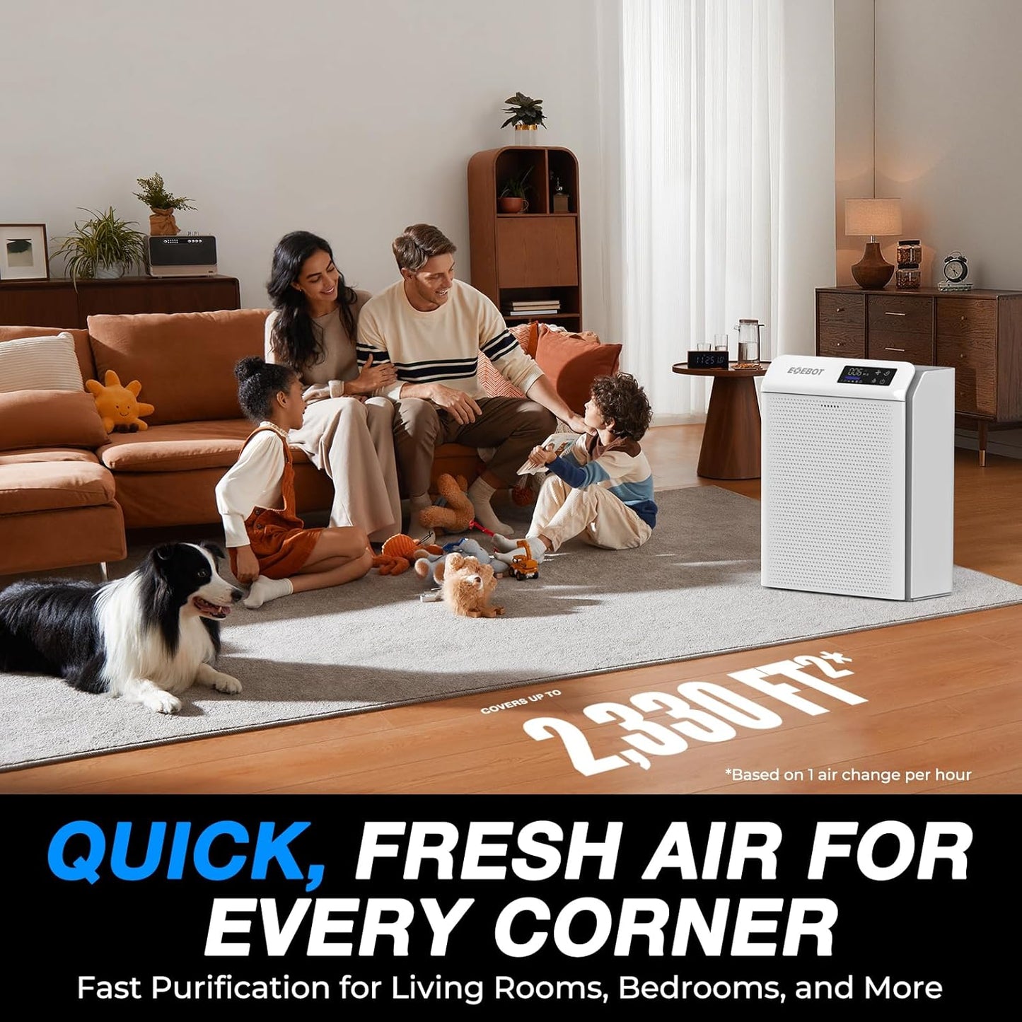 Skiennix Air Purifier - HEPA Filter with Washable Pre-Filter & Sleep Mode | For Large Rooms Up to 2,330 Ft², Matte White