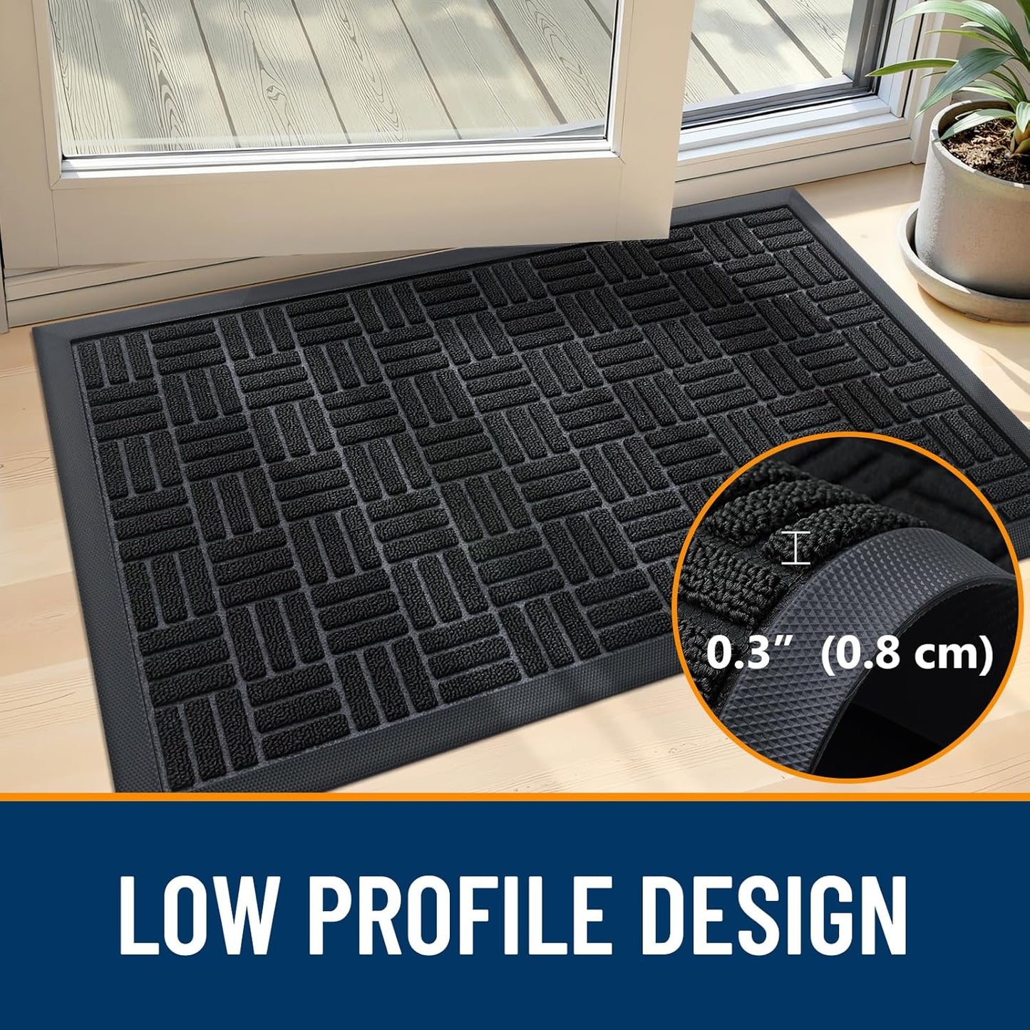 OLANLY Heavy-Duty Front Door Mat - Absorbent, Non-Slip Rubber Doormat | 29.5x17 Inches, Black