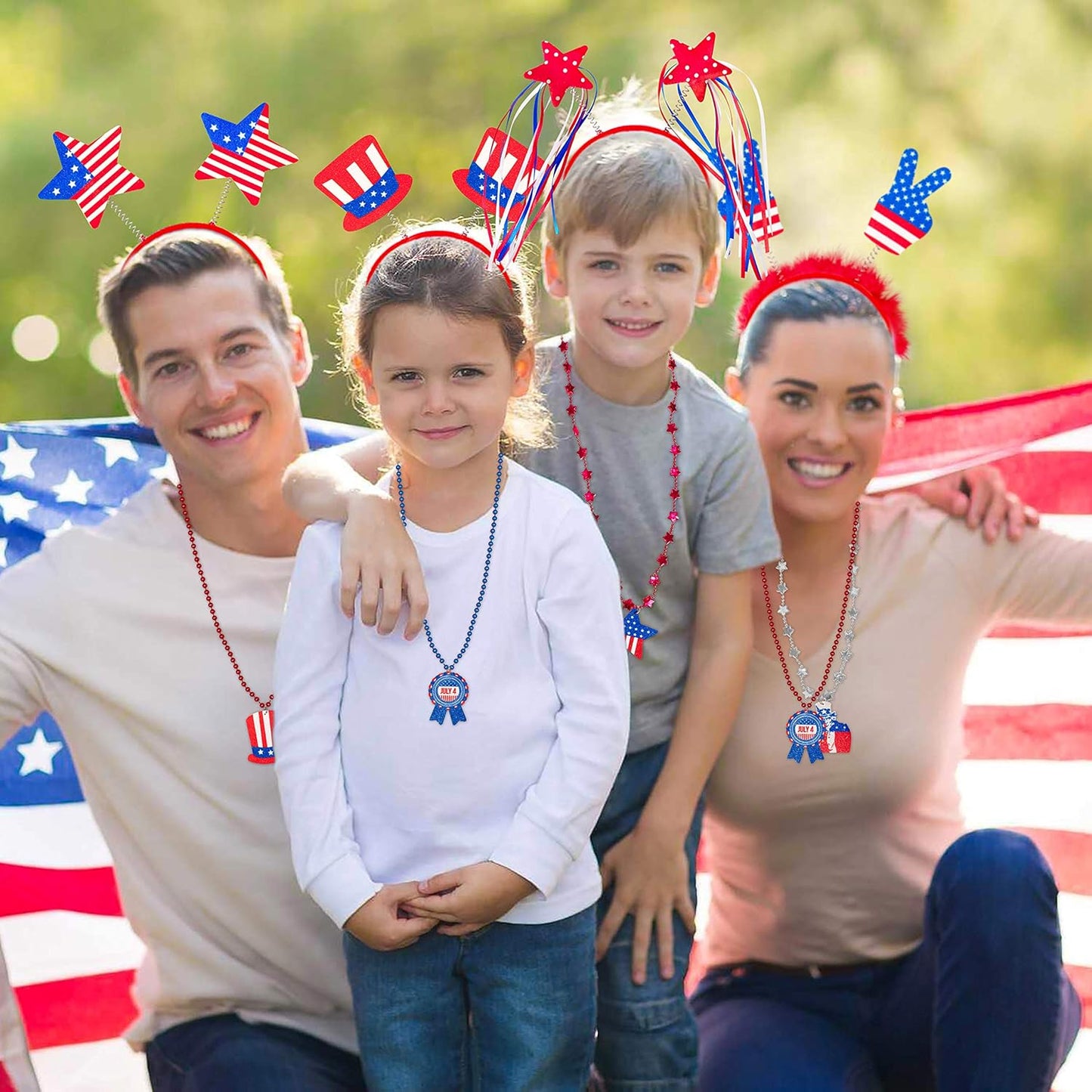 Moon Boat 12PCS Patriotic Headbands - 4th of July Party Accessories in Red, White & Blue