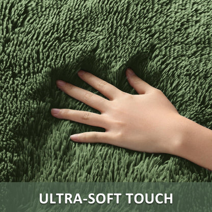 Ophanie Area Rug - Gray Green Shag Fluffy Carpet for Bedroom | Soft Plush 3x5 Size for Kids & Nursery Decor