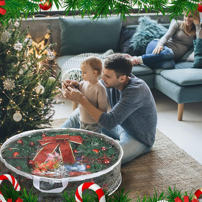 ProPik Christmas Wreath Storage Bag - 24" Clear Waterproof Container with Handles | 2-Pack