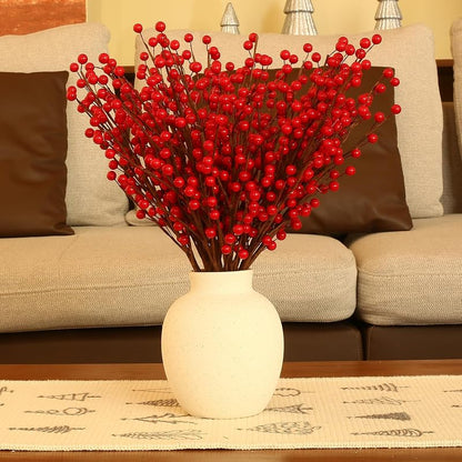 Variation - Breeze Touch 20 Pack Artificial Red Berry Stems 17.7in Faux Holly Berries for Christmas Tree Decor