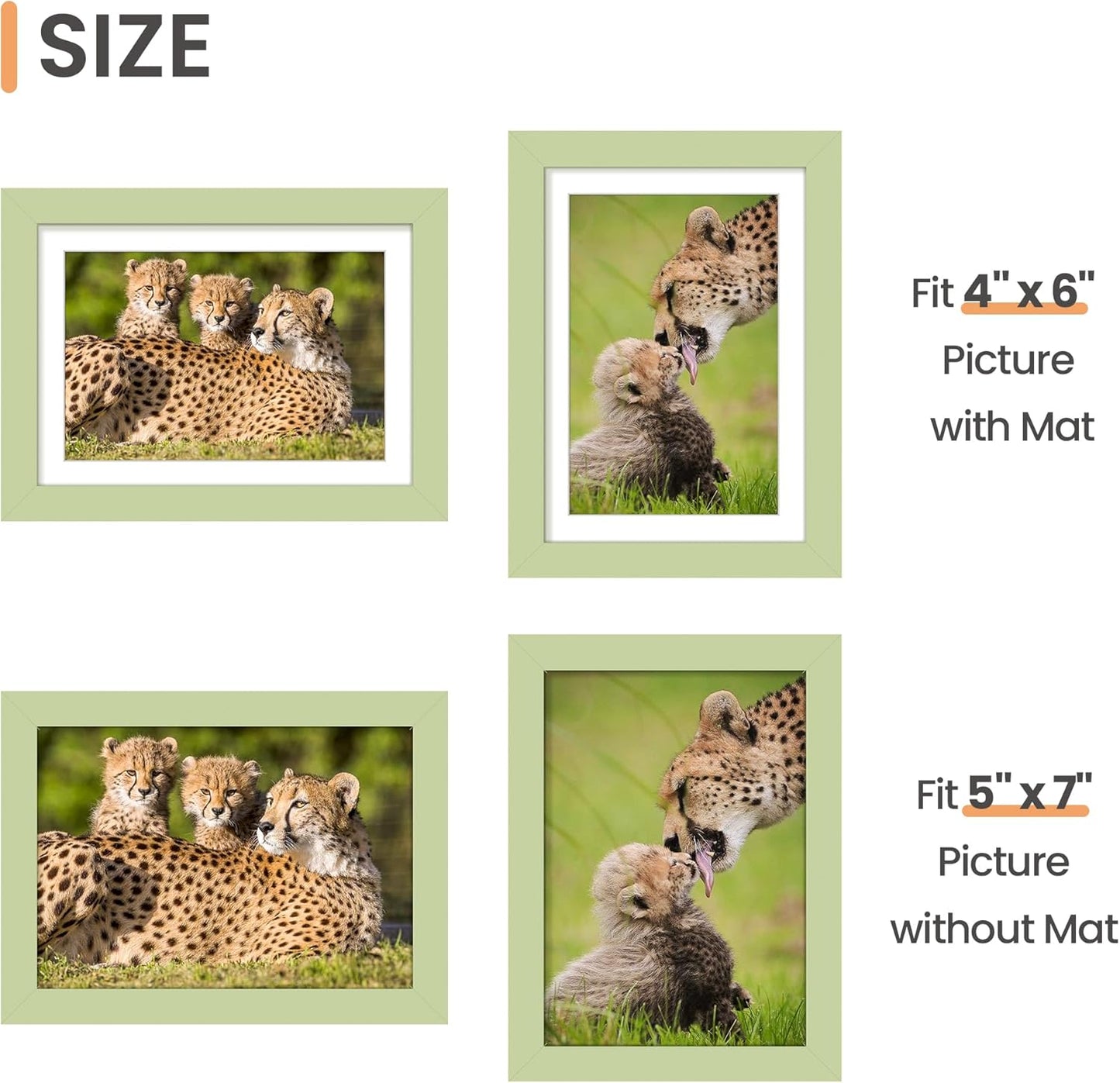 Upsimples 5x7 Picture Frame - Versatile Display for 4x6 Photos with Mat or 5x7 Without - Green, 1 Pack