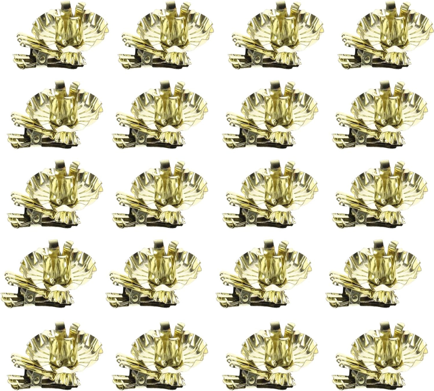 Skiennix Gold Flower-Shaped Candle Holders - 20PCS Clip-On Design for Christmas & Special Occasions