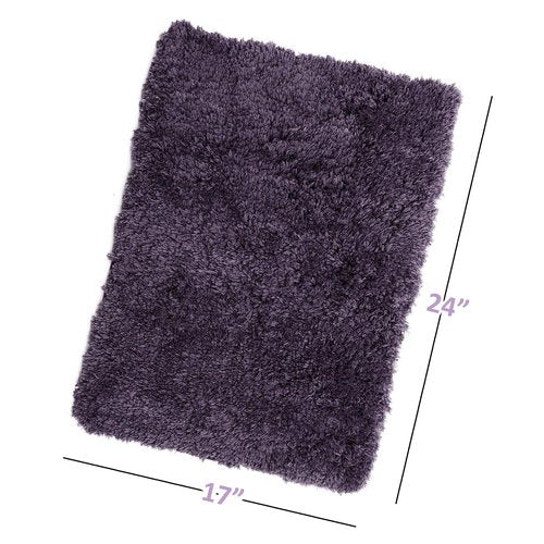 Clara Clark Bathroom Rugs, Ultra Soft Shaggy Bath Rugs - Bath Mats for Bathroom, Machine Wash, Non Slip Backing Rubber, 17 x 24 Inches, Eggplant Bathroom Rug Set