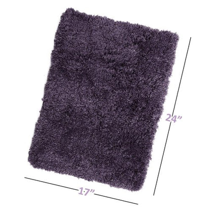 Clara Clark Bathroom Rugs, Ultra Soft Shaggy Bath Rugs - Bath Mats for Bathroom, Machine Wash, Non Slip Backing Rubber, 17 x 24 Inches, Eggplant Bathroom Rug Set