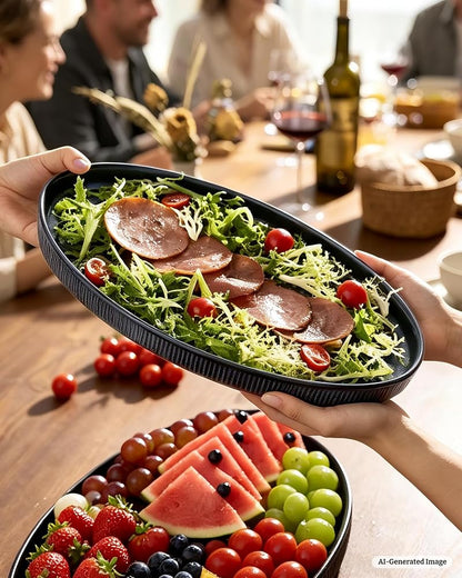 Famiware Nebulas Blue 3-Piece Large Oval Serving Platters Set (16", 14", 12")