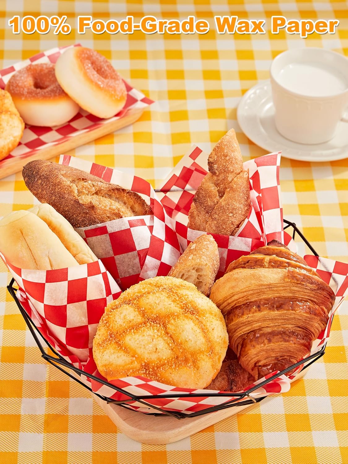 SMARTAKE 12x12 Inches Non-Stick Wax Paper - 250 Pcs Red Plaid Hamburger Patty & Sandwich Separators