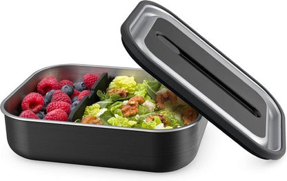 Bentgo MicroSteel Lunch Box - Leak-Proof, Microwave & Oven Safe, Bento-Style with Divider | Carbon Black