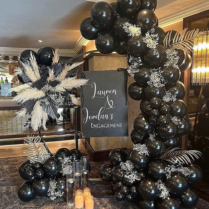 Labeol Black Halloween Balloons - 151PCS Latex Balloon Garland Kit | 5-18 Inch for Parties & Events