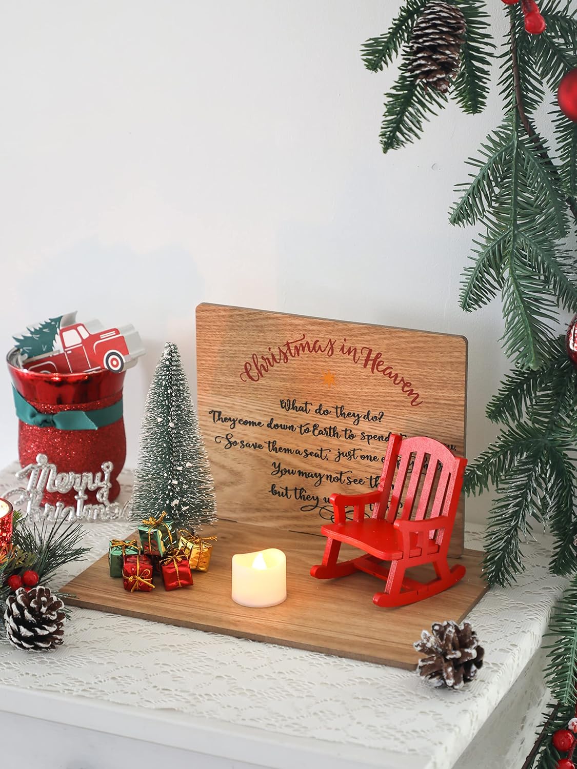 Regine Switzerland Christmas Memorial Candle Holders - Elegant Rocking Chair Ornament for Remembrance