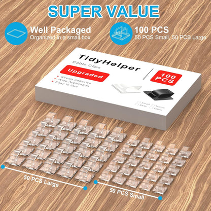Skiennix Outdoor Light Clips - 100 PCS Clear Adhesive Cable Holders for Christmas Lights & Wire Management